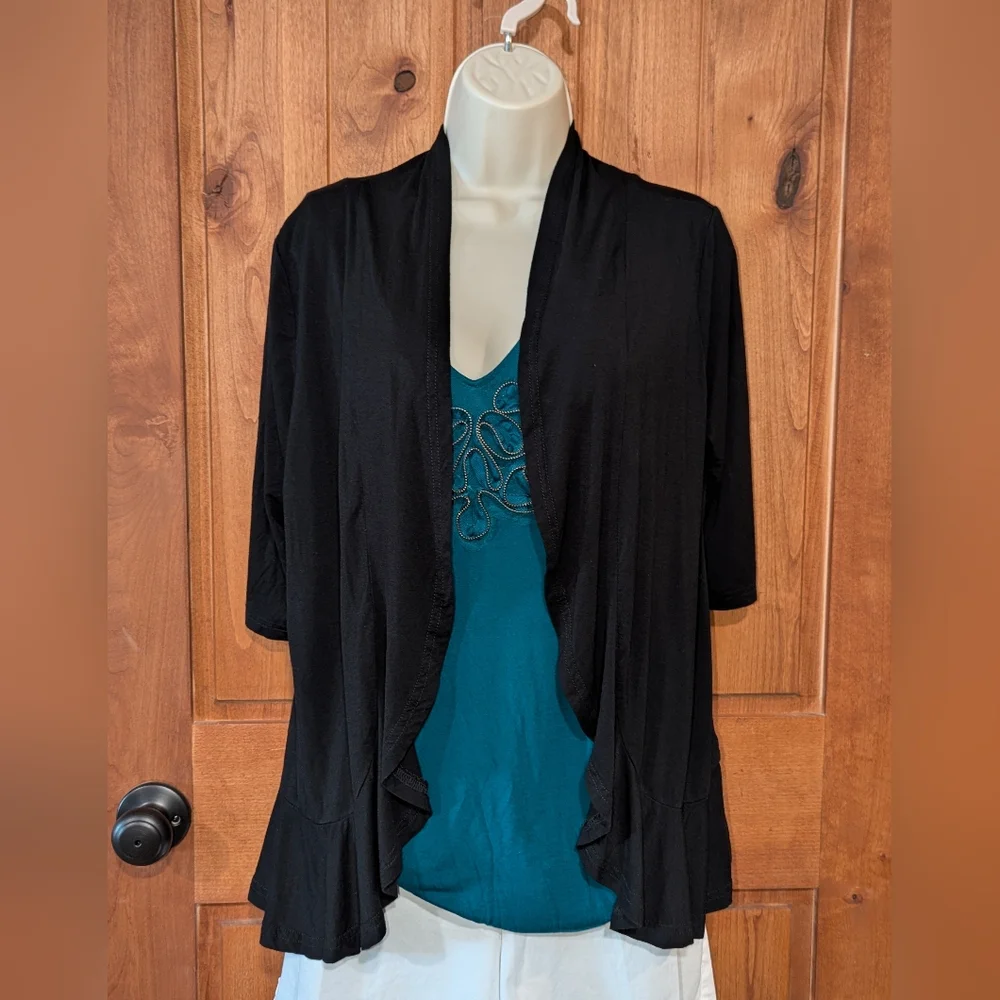 Black Open-Front‎ Women's Sweater
